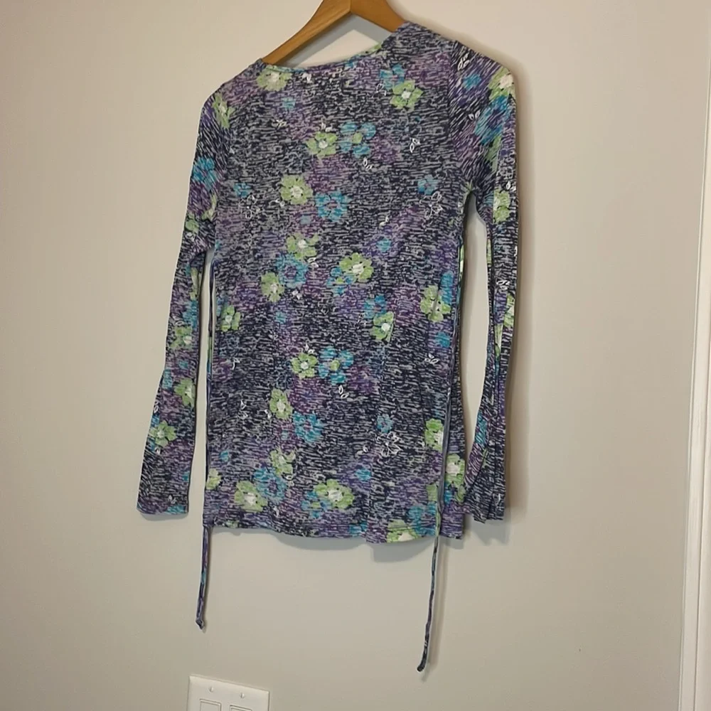 Justice Square Neck Tie Back Floral Sequin Top Sz 16